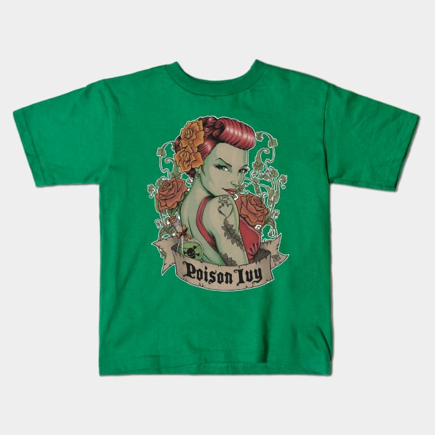 Pretty Poison Kids T-Shirt by reyacevedoart